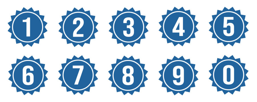 White Number Circle Icon Set 1-10 for User Interface and Digital Content