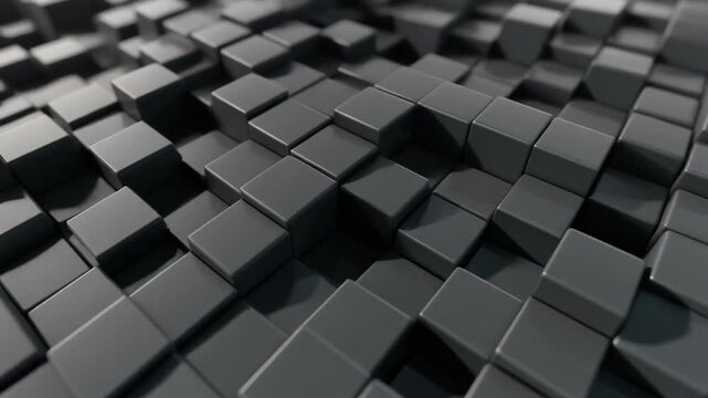 Abstract Geometric Cube Landscape with Depth, Texture, Light, and Shadow Representing Digital Art, Spatial Arrangement, and Modern Visualization