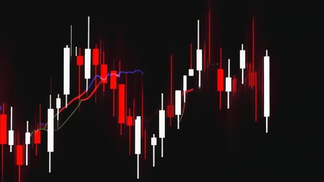 Financial Candlestick Chart Depicting Market Volatility, Price Movements, Trading Patterns, and Technical Analysis Indicators in Modern Investment Strategies
