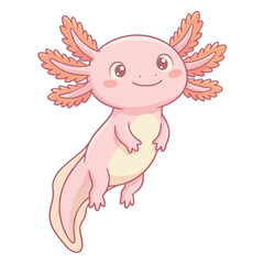 Naklejka premium Cute cartoon pink axolotl flat design