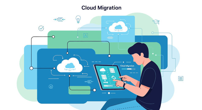 Cloud Migration Data Transfer Technology Concept