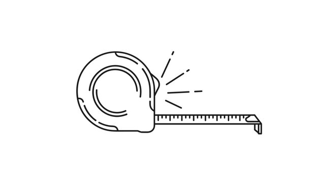 Hand drawn outline of a retractable measuring tape used by carpenters and DIY enthusiasts for precise home improvement tasks and projects.