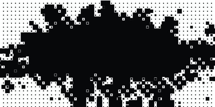 Halftone Gradient Dither and Abstract Shapes vector illustration