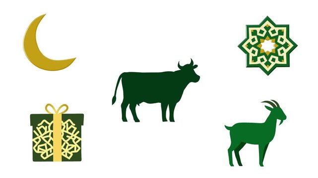 2D Animated Eid al-Adha Islamic Symbol Collection for Religious Celebration