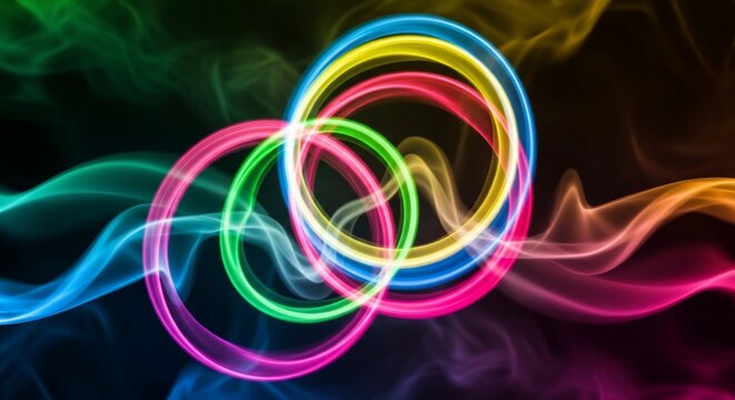 Abstract rings colorful smoke