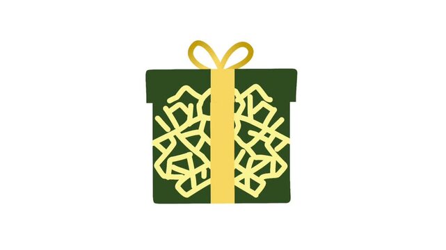 2D Animated Islamic Gift Box with Golden Ribbon for Eid Celebration