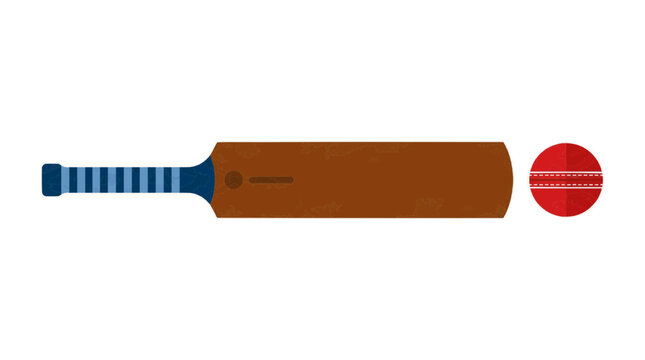 Cricket bat and ball on white background, sport equipment for championship and tournament games, 2026 trend