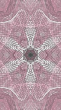 Hypnotic Pink and White Kaleidoscope Pattern Loopable Background Video.