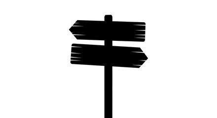 Directional signpost silhouette against a white background © MD