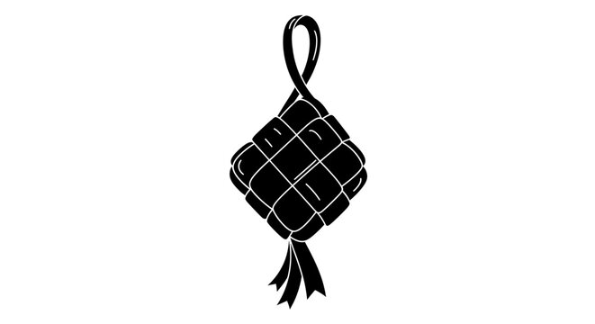 Ketupat silhouette on a white background traditional rice cake