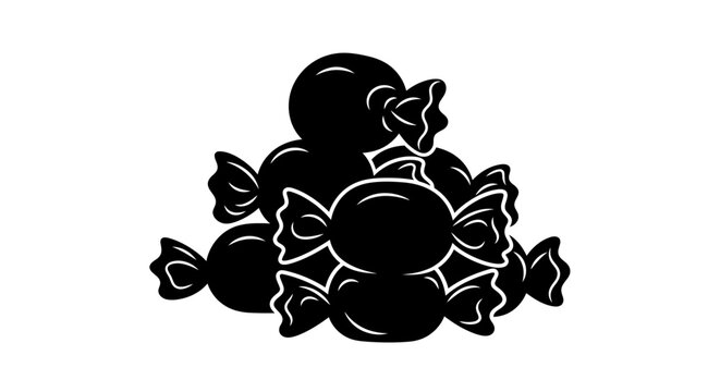 Pile of candies black silhouette on a white background