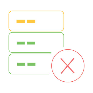 Flat server error icon for web hosting and data traffic issues