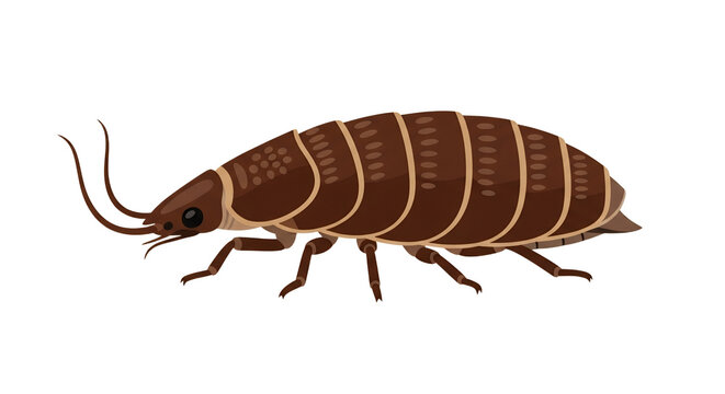 Brown Woodlouse Pill Bug Isopod Crustacean On White Background