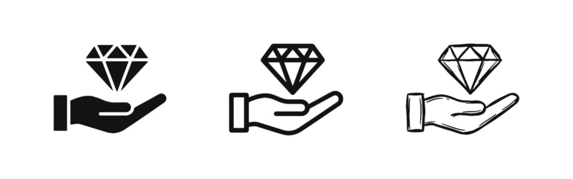 Hand Holding a Diamond Icon Representing Value and Luxury Jewelry