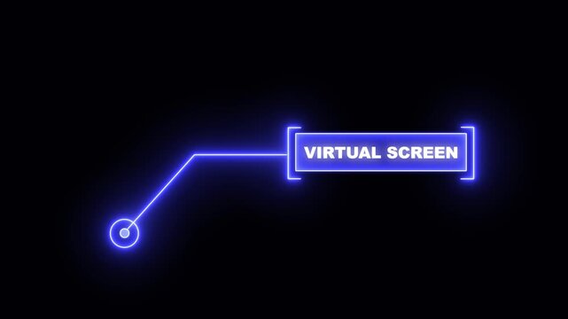 Modern blue neon UI HUD callout animation featuring virtual screen text for futuristic user interface design, augmented reality displays, and high-tech presentation elements.