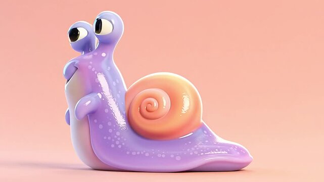 Cute Cartoon Snail Character Animation Loop.