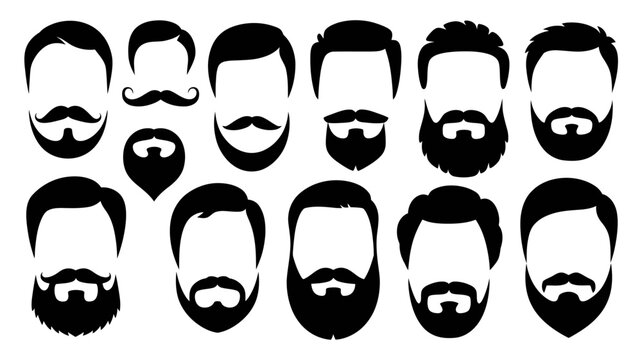 Collection of black and white men's beard and hair style icons