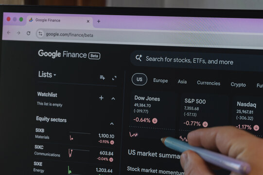 Google Finance watchlist menu