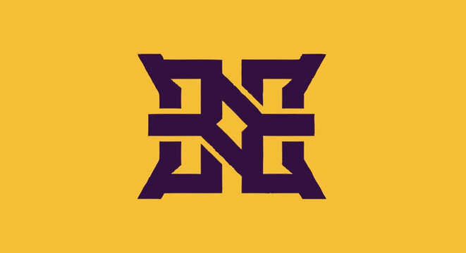 Purple letter N and H monogram logo on yellow background