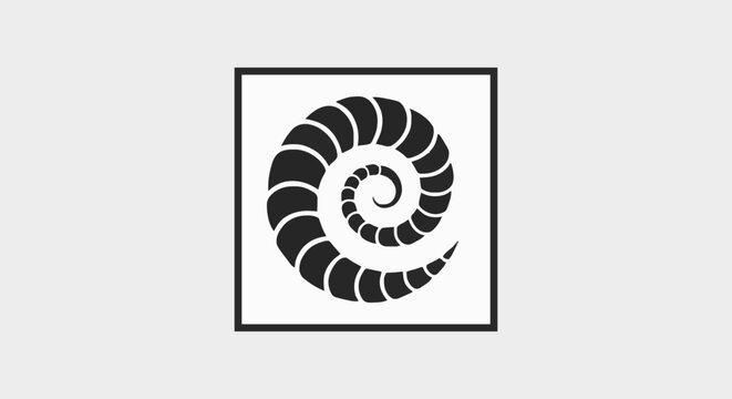 Abstract graphic concept featuring a stylized spiral design, evoking a sense of growth, movement, and natural patterns within a clean, framed square for modern branding and visual projects