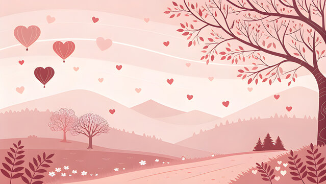 romantic Valentine&rsquo;s Day background with soft blush tones and minimal hearts