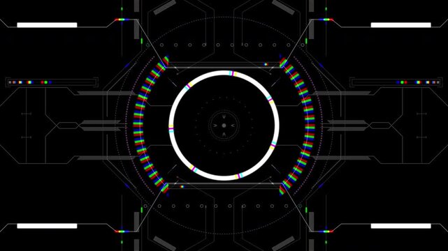 RGB Glitch Futuristic HUD Circle Interface Background