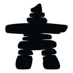Inukshuk stone monument silhouette vector illustration arctic cultural symbol and landmark. © MdSaddam