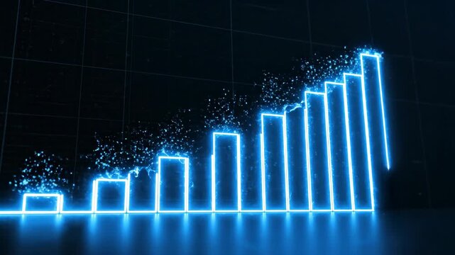 Glowing blue digital line forms path on dark grid background