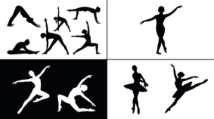 Yoga and Ballet Dancer Silhouette Collection Vector Illustration for Fitness and PerformanceYoga and Ballet Dancer Silhouette Collection Vector Illustration for Fitness and Performance © MdOsiar