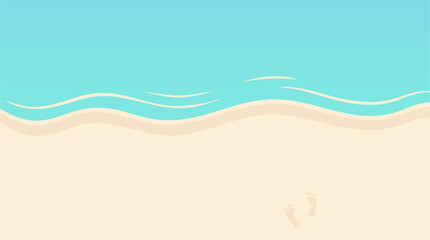 Beach scene with footprints, vector illustration with blue and beige tones © MdDulal