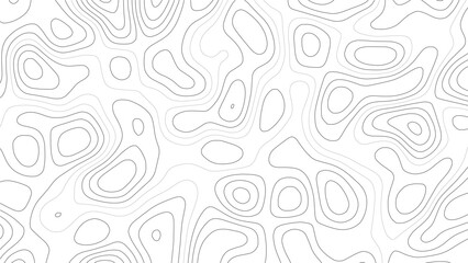 Abstract topographic map pattern with thin grey contour lines on a white background representing elevation levels and geographic terrain mapping in a repeating style © VxGFX