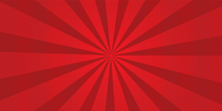 Red Sunburst Pattern Background. Rays. Radial. Abstract Banner. Vector Illustration