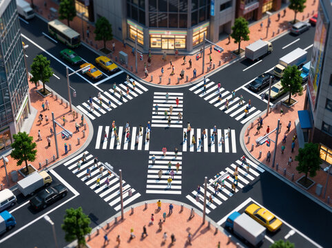 Intersection Isometric Overhead Miniature Diorama