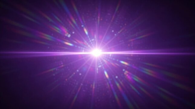 Bright Purple Anamorphic Lens Flare with Radial Light Rays