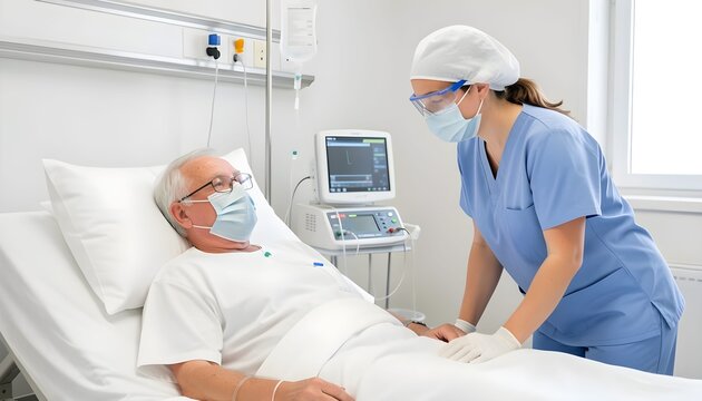 patient infect&eacute; &agrave; l'h&ocirc;pital infirmi&egrave;re &agrave; droite