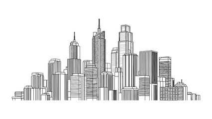 Fototapeta premium Hand drawn sketch of a modern metropolitan cityscape with skyscrapers.