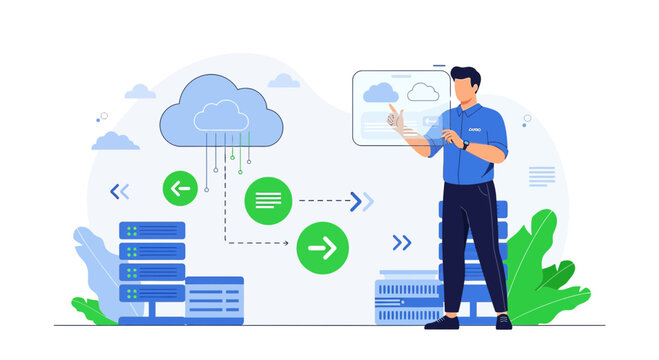 Cloud Computing Data Transfer Man Presentation Server Network