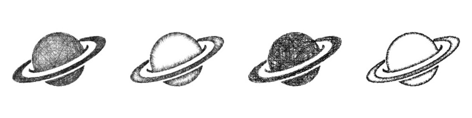 Sketch saturn icon design set © David Zydd