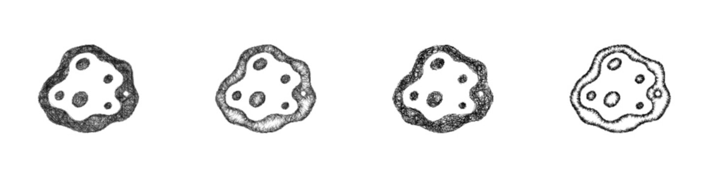 Sketch asteroid icon design set