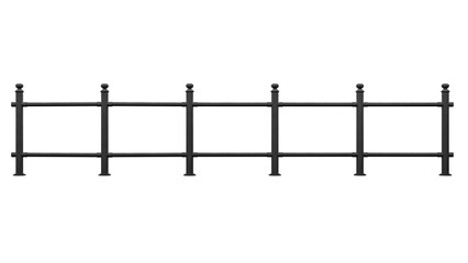 Simple black metal fence horizontal bars connecting upright posts creating private property boundary elegant outdoor design. © ArchZone BD