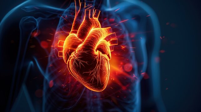 Coronary Heart Disease cardiovascular medical concept, coronary artery blockage and atherosclerosis, myocardial ischemia, heart circulatory system disorder, cardiac health problem, high blood pressure