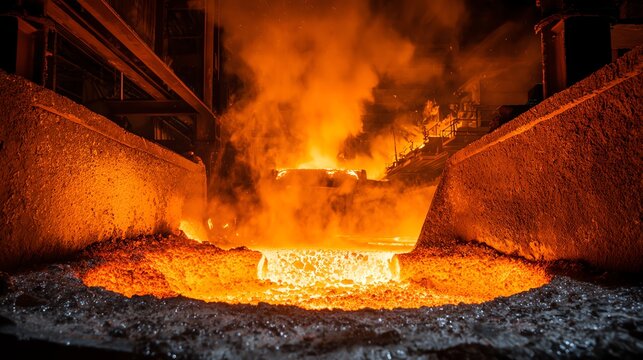 High temperature furnace melting rare earth metals in metallurgy plant