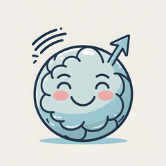 Obraz premium Brain empty round shape banner with place for text cartoon vector brain pointing top attention message