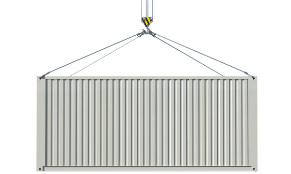 3d container lifting by crane transparent background
