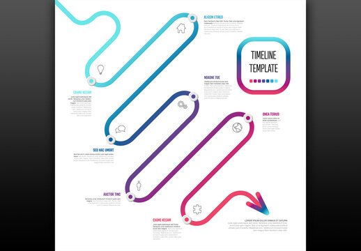 Modern Timeline Template with Winding Path Infographic Vector