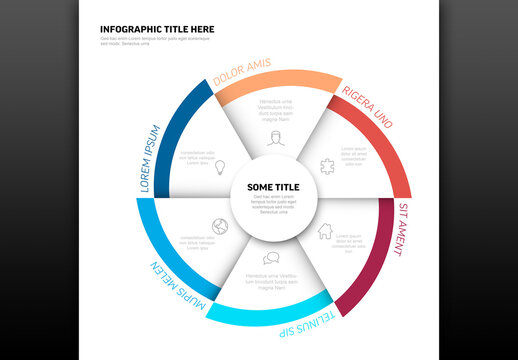 Circular Infographic Template with Six Colorful Segmented Steps