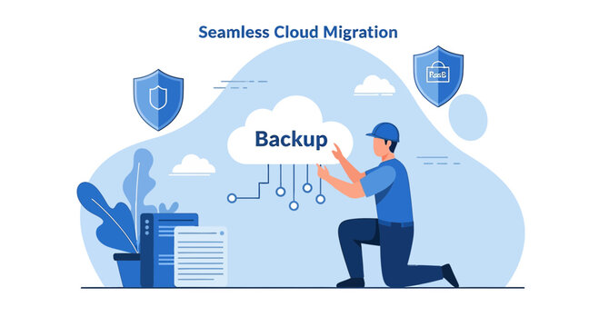 Cloud Backup Service, Data Migration, Secure Digital Storage Concept