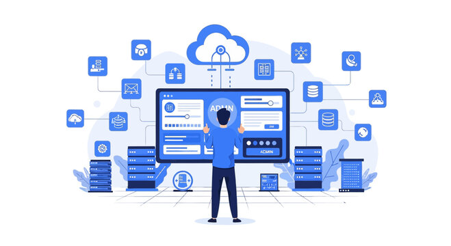 Cloud Computing & Network Administration Concept: Modern Tech Interface