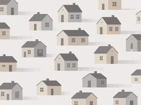 Collection of minimalist scandinavian style houses, flat vector illustration of modern small homes and trees, village or suburban neighborhood concept