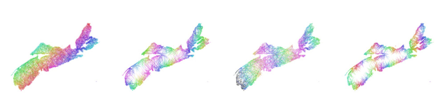 Multicolored sketch Nova Scotia map design set